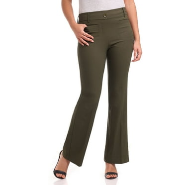 Rekkuna Women's Stretchy Comfort Pull-On Flare Leg Pant (8, Olive)