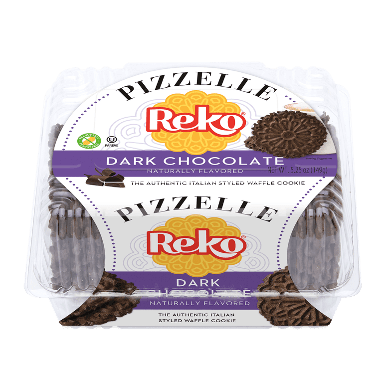 Reko Pizzelle Dark Chocolate, Italian Style Waffle Cookies, Baked
