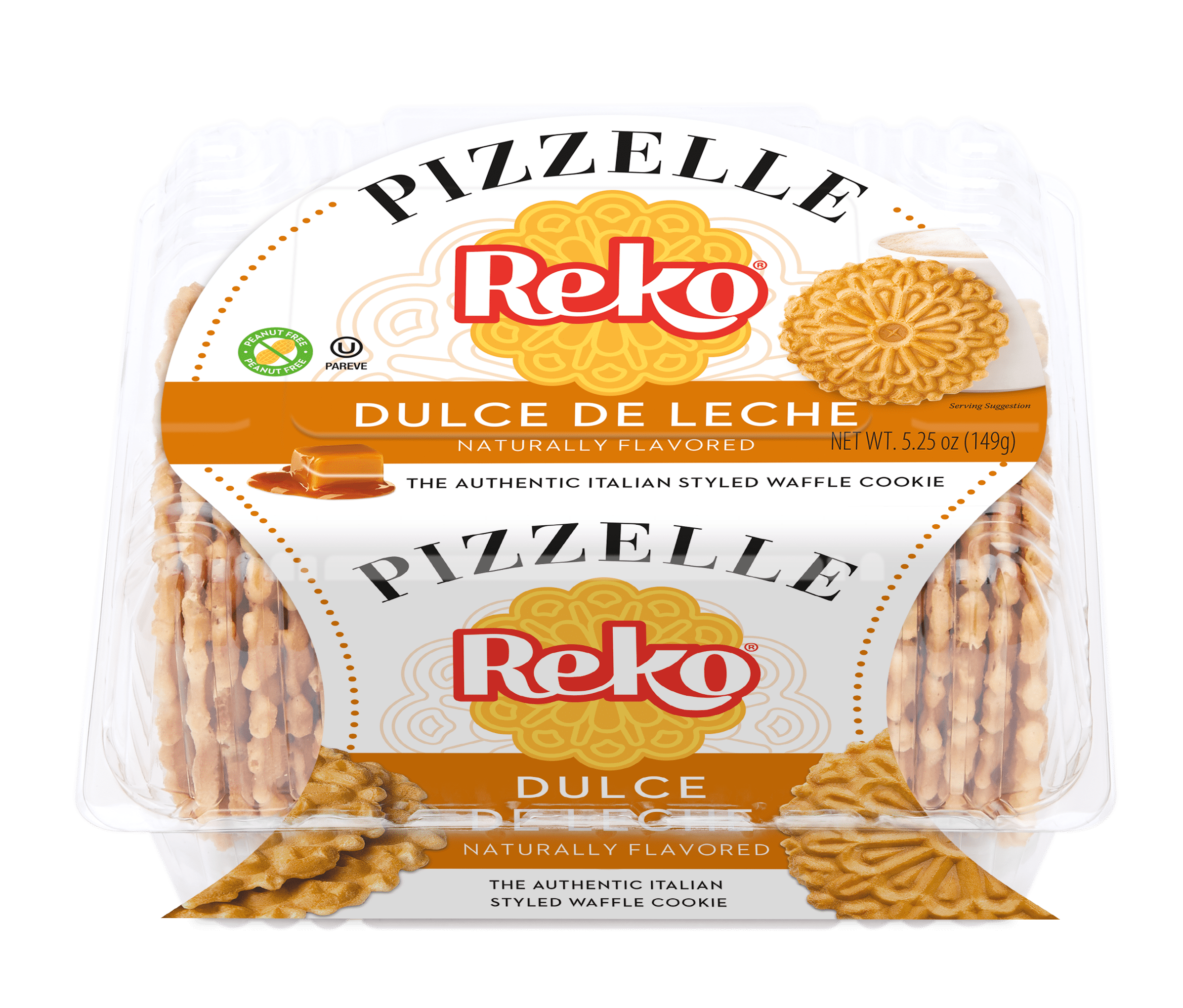 Reko Pizzelle Dulce de Leche, Italian Style Waffle Cookies, 5.25oz, 150g