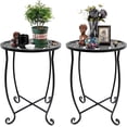 thumbnail image 1 of Rekopi 2 Pack Indoor Outdoor Side Tables, 15in high Versatile Round Metal End Table for Patio Balcony Yard, 1 of 7