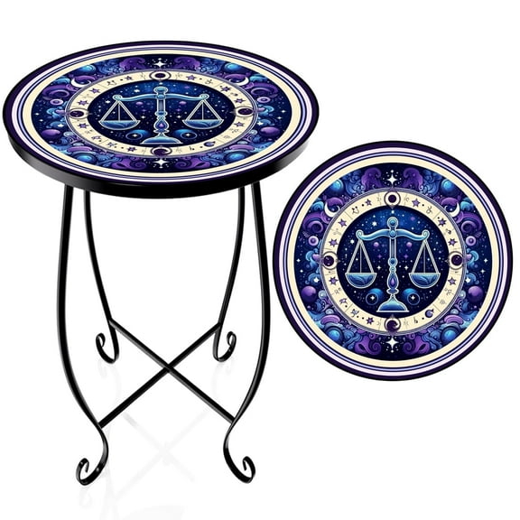 Rekopi Plant Stand Set, Indoor Round Metal Plant Stand, Decorative Blue Planter Stand Plant table