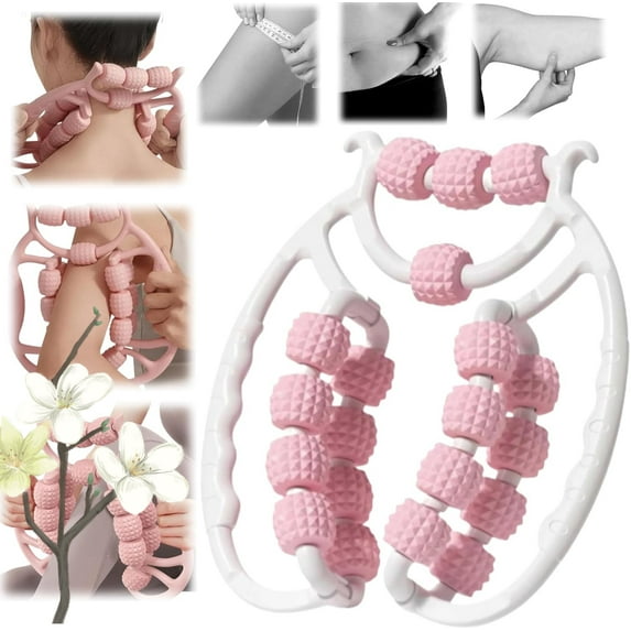 Relajador De Piernas, 20-Wheel Deep Tissue Massage Roller - Cellulite & Muscle Relaxer for Legs, Thighs, Roller for Arm Massage with Circular Clamps, Circular Leg Clamp Roller (Pink)