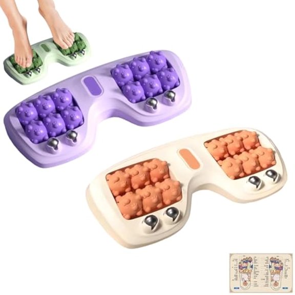 Relajador, Dual Foot Acupressure Therapy for Pain Relief, Stress Relief and Improved Circulation, Portable Reflexology Tool, Foot Massager Roller for Home (Set B)