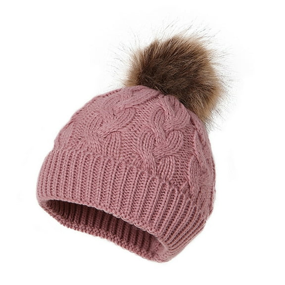 Relanfenk Baby Hats Toddler Winter For Girl Boy Knitted Warm Skiing Cap Lovely Pompom Kids Beanie 0-24 Months Hat