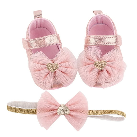 Relanfenk Baby Shoes Toddler Girls Bowknot Lovely Soft Prewalker Princess Headband Shoes