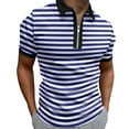 thumbnail image 1 of Relanfenk Male Summer Striped Splice Print T Shirt Turn Down Collar Short Sleeve Tops T Shirt, 1 of 4