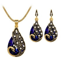 Relanfenk Necklaces Pendants for Women Peacock Earring Vintage Wedding Jewellery Set Necklace Pendant