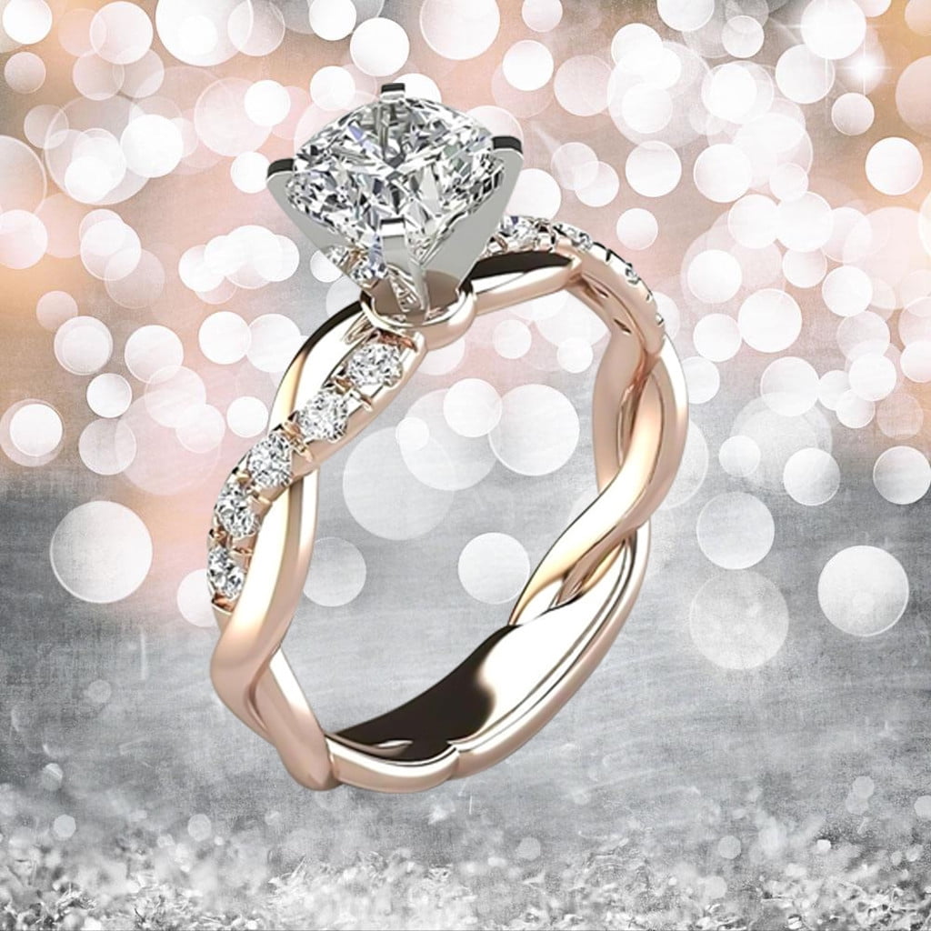 Relanfenk Rings for Women Girls Silver Bridal Zircon Diamond Elegant  Engagement Wedding Band Ring
