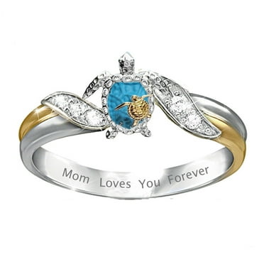 Relanfenk Rings for Women Healthy Turtle Inlaid Zircon Personality Mother's Day Gift Jewelr 5 Ring
