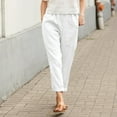 thumbnail image 1 of Relanfenk White Linen Pants For Women Tightness Trousers Pocket Casual Plus Size Pants Plus Size Pants, 1 of 5