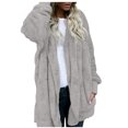 thumbnail image 1 of Relanfenk Winter Fall Cardigan for Women Solid Color Pocket Plush Warm Mid-Length Double-Sided Jacket Tops, 1 of 7