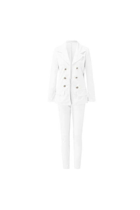 Relanfenk Winter Fall Womens Blazers Suit Jackets Solid Two Piece Set Business Office Long Sleeve Trouser Tops