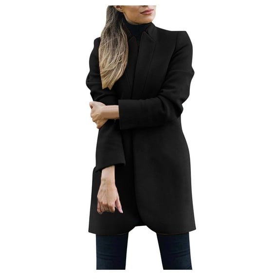 Relanfenk Winter Fall Womens Jacket Coats Long Sleeve Hairy Open Front Short Cardigan Suit Solid Long Casual Tops