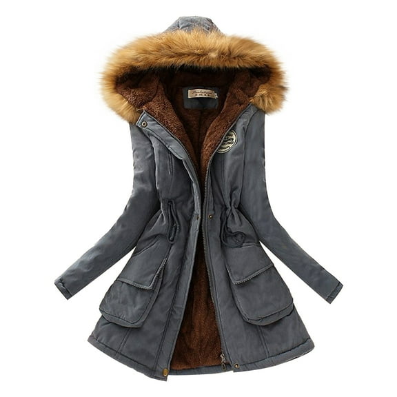 Relanfenk Winter Fall Womens Jacket Coats Warm Hooded Slim Outwear Casual Tops