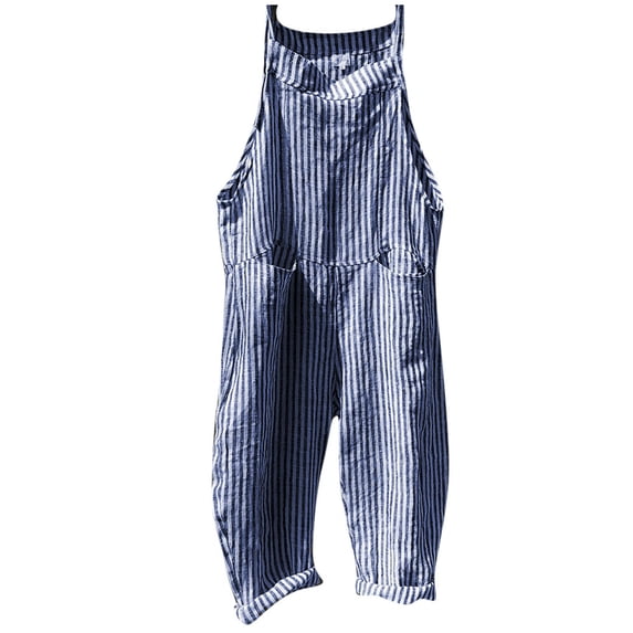 Relanfenk Winter Fall Womens Jumpsuits Romper Casual Pocket Bandage Sleeveless Stripe Bodysuit Playsuit Overalls
