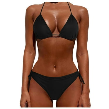 Relanfenk Women Push Up Tankini Sets, Black (Plus Size)