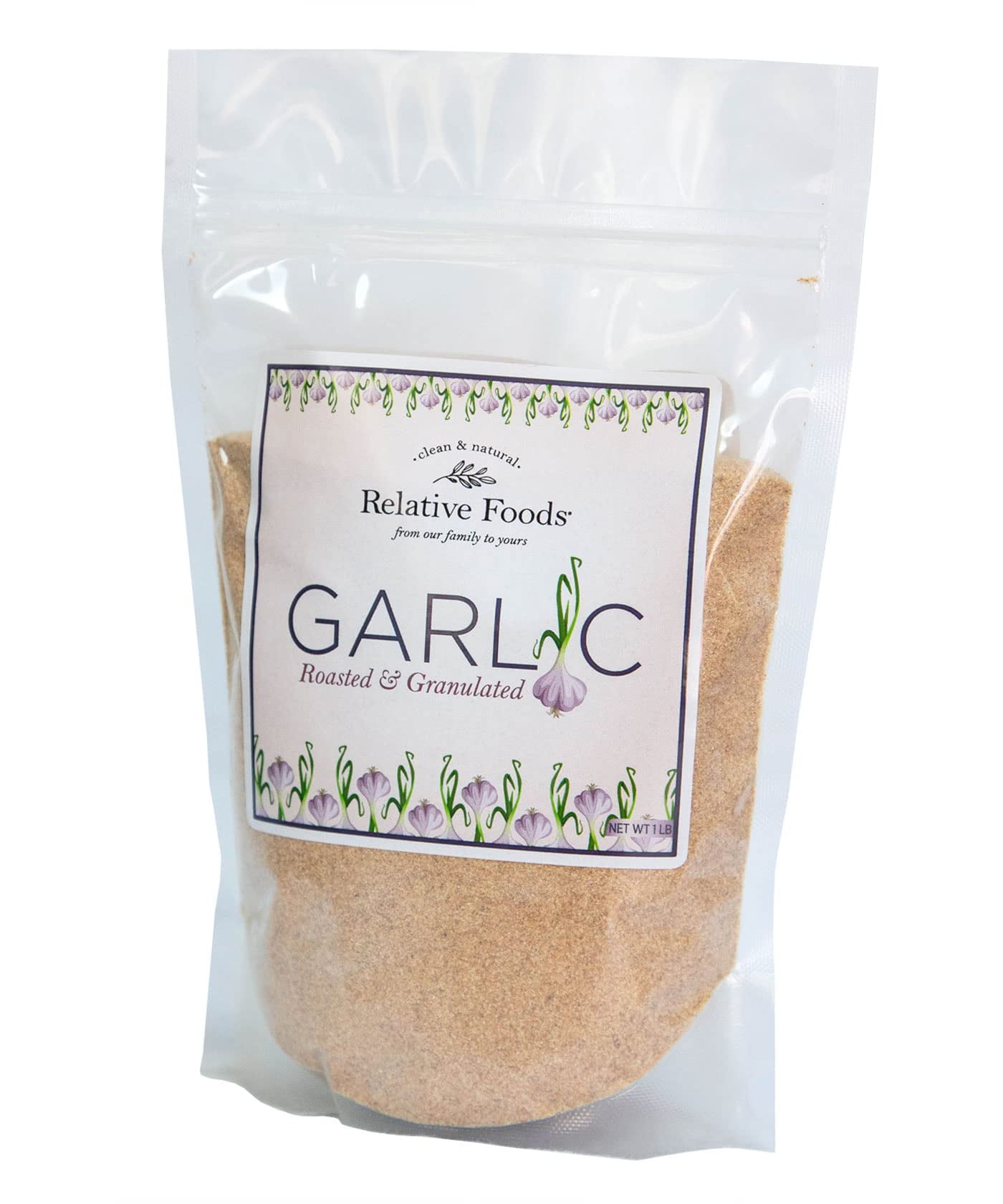 Relative Foods Roasted Garlic, MMF7 1 pound resealable bag Granulated