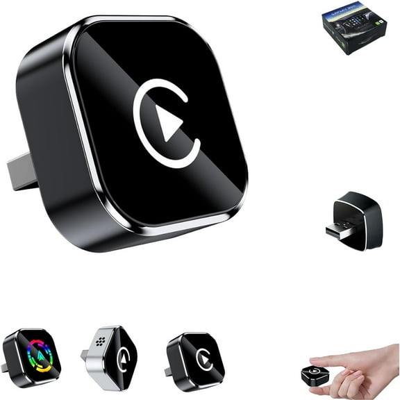 RelativelkCarplay, Relativelk Wireless Carplay for iPhone/Android, Plug & Play 2-in-1 Adapter with 2.4/5GHz WiFi and Bluetooth 5.0, Mini USB Design for Auto, for iPhone/Android (Black)