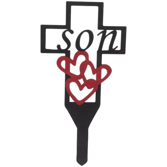Relatives in Cemetery Cross Grave Stake Ground Ornament Decor for Son Memorial Sign Decoration Metal