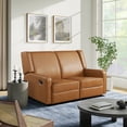 thumbnail image 1 of Relax A Lounger Einsley Reclining Loveseat in Caramel Faux Leather, 1 of 5