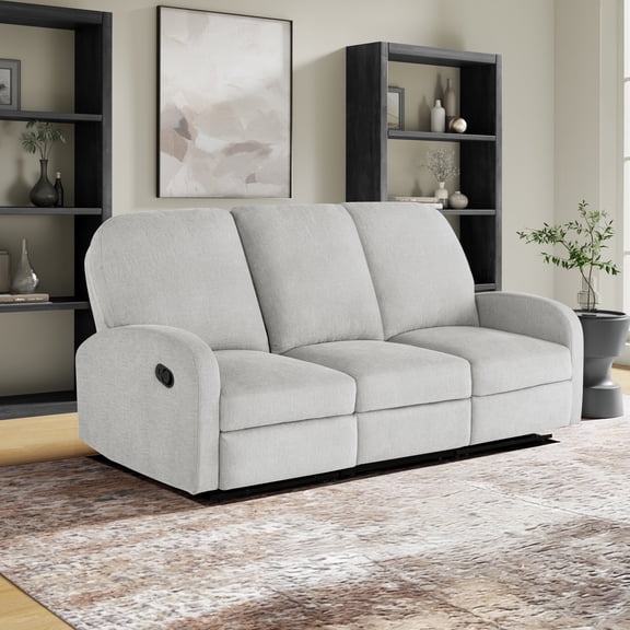 Relax-A-Lounger Panama Modern Woven Upholstered Reclining Sofa, Light Grey