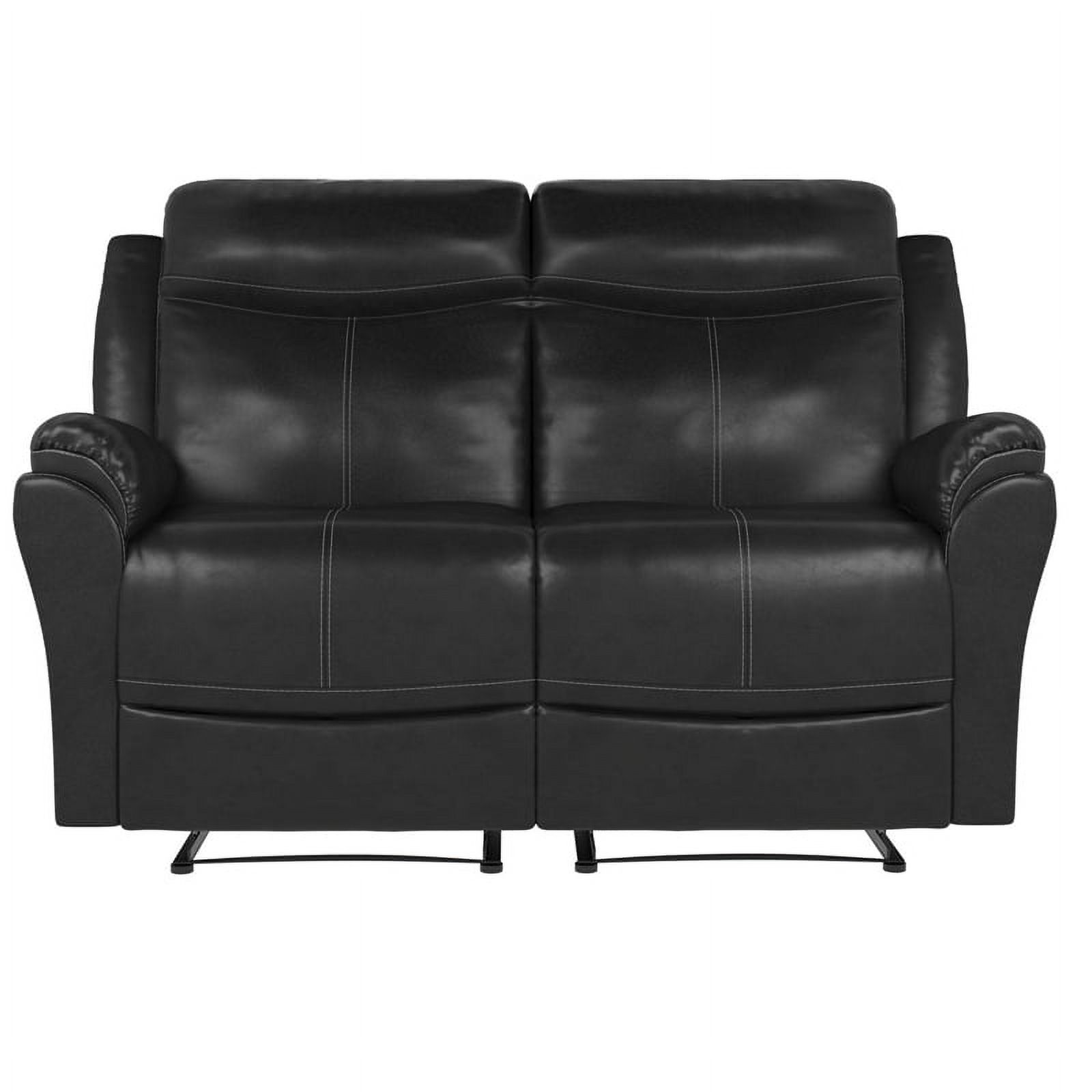 Relax A Lounger Parson Reclining Loveseat in Black Faux Leather
