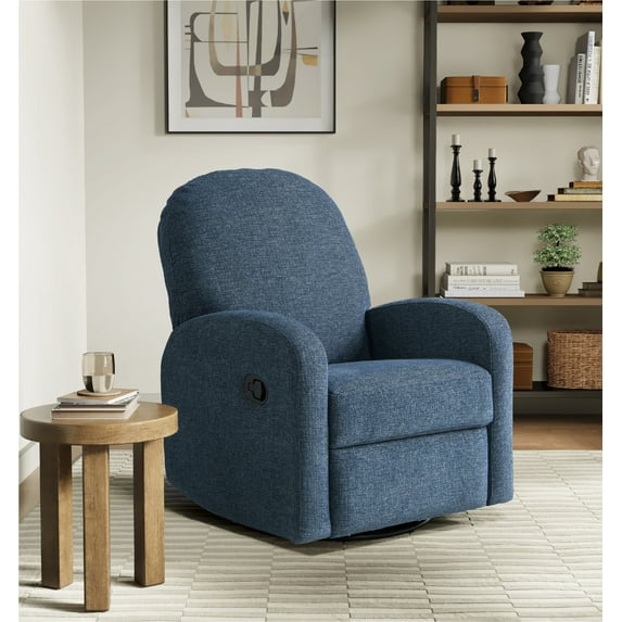 Relax-A-Lounger Pearson Modern Swivel Recliner, Blue Fabric