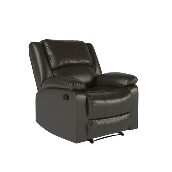 Relax-A-Lounger Warren Faux Leather Manual Recliner, Java