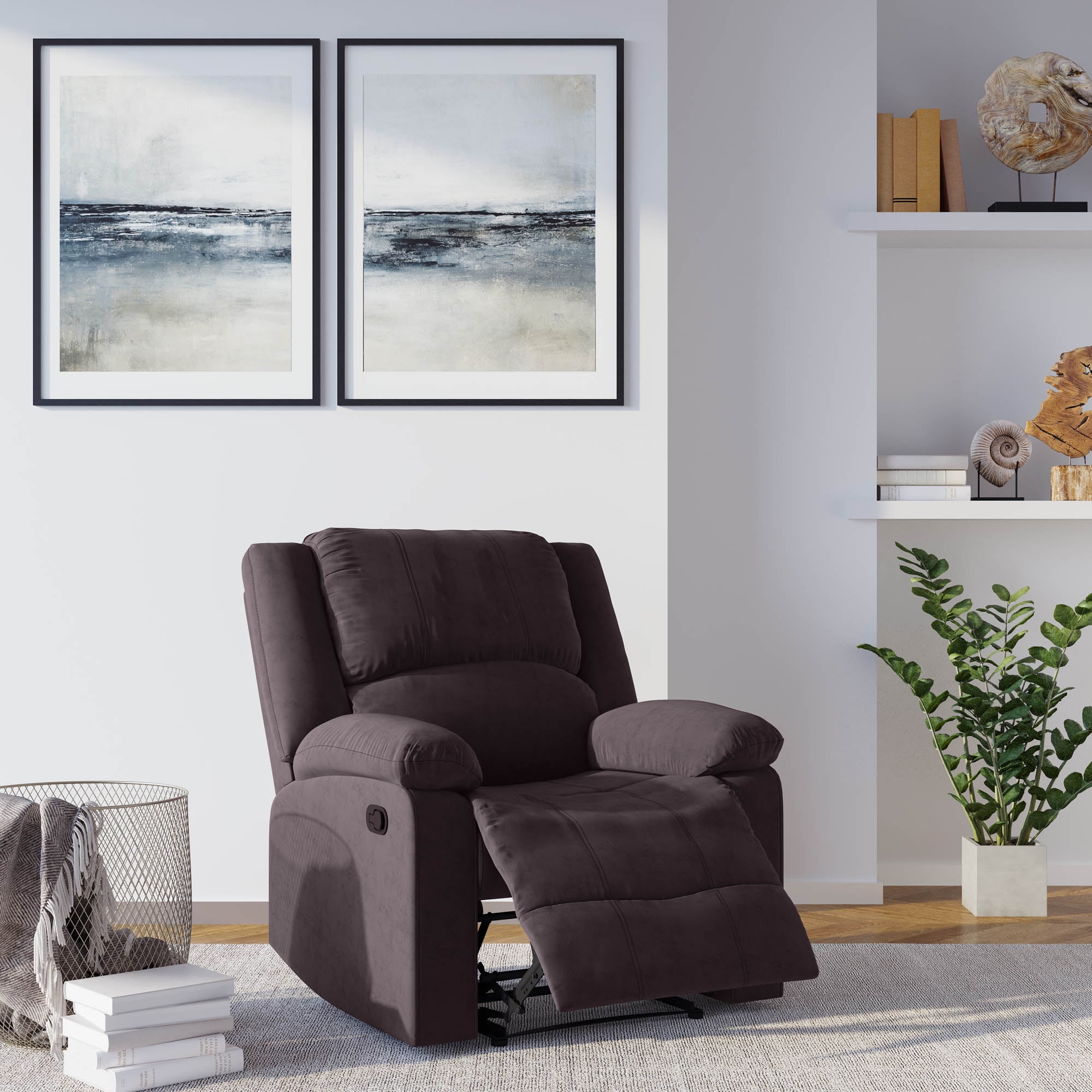 Relax-A-Lounger Warren Microfiber Manual Recliner, Chocolate