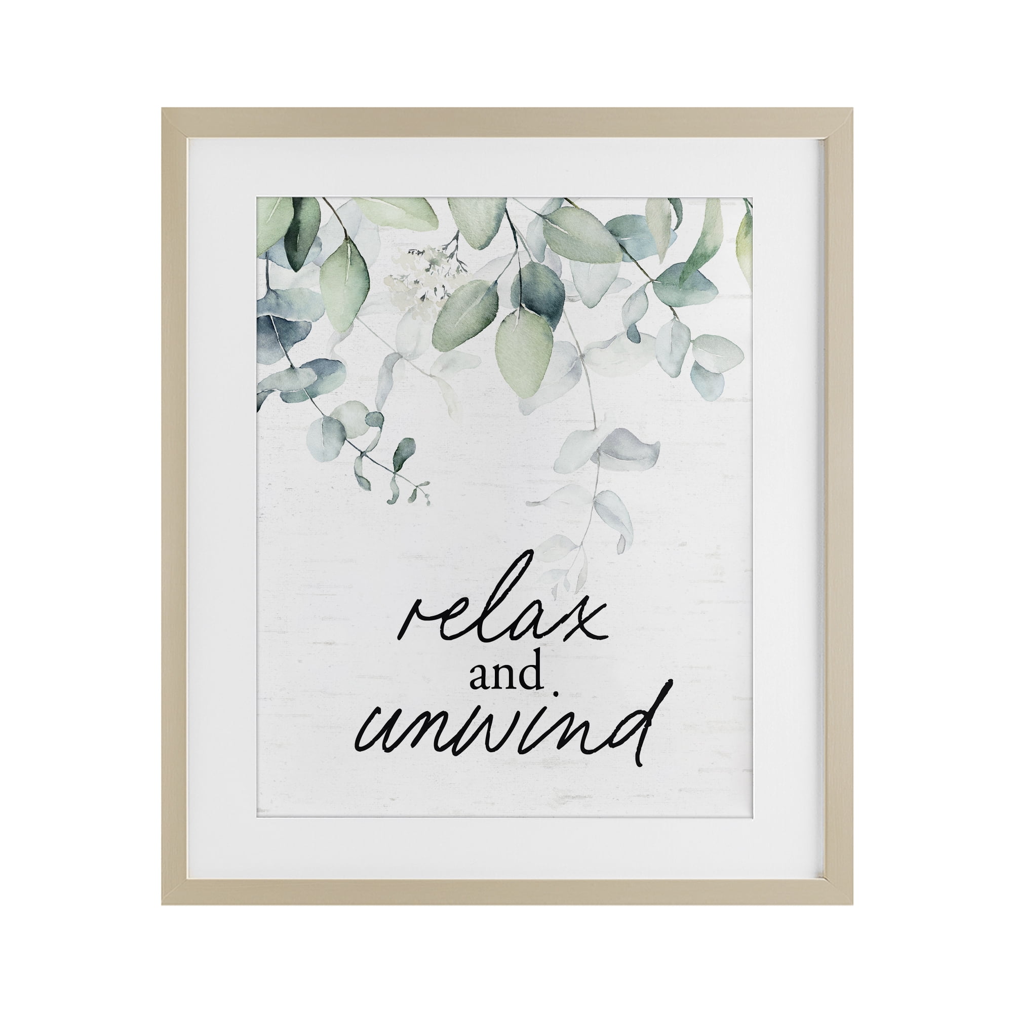 Relax And Unwind Herb Leaves Birch Framed Print Under Glass, design by Lettered and Lined