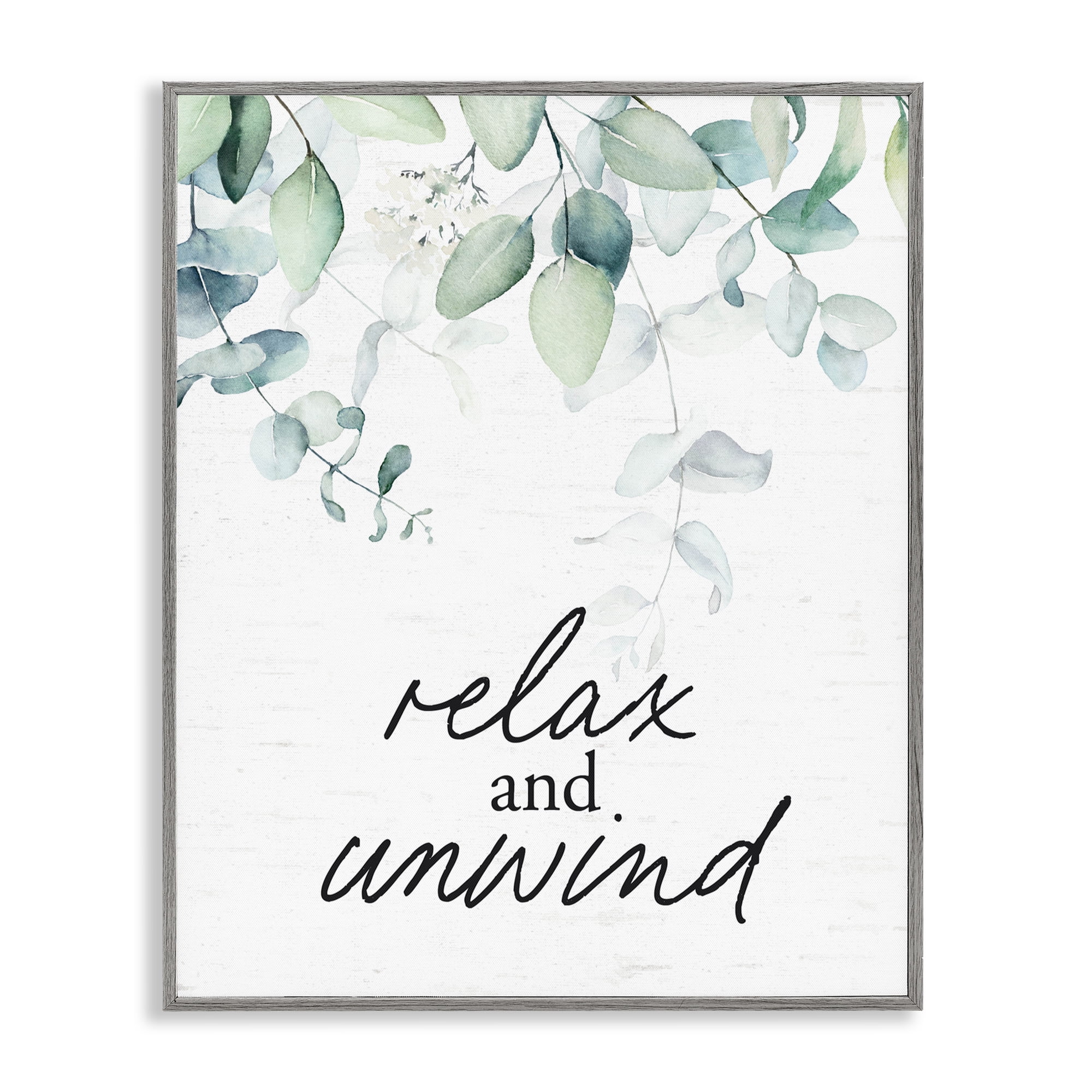 Relax And Unwind Herb Leaves Gray Framed Giclee Art, design by Lettered and Lined
