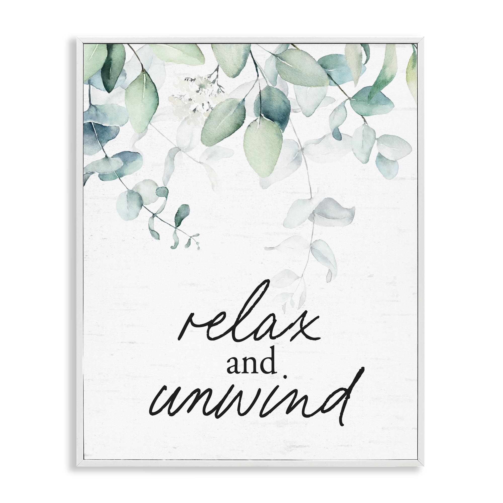 Relax And Unwind Herb Leaves White Framed Giclee Art, design by Lettered and Lined
