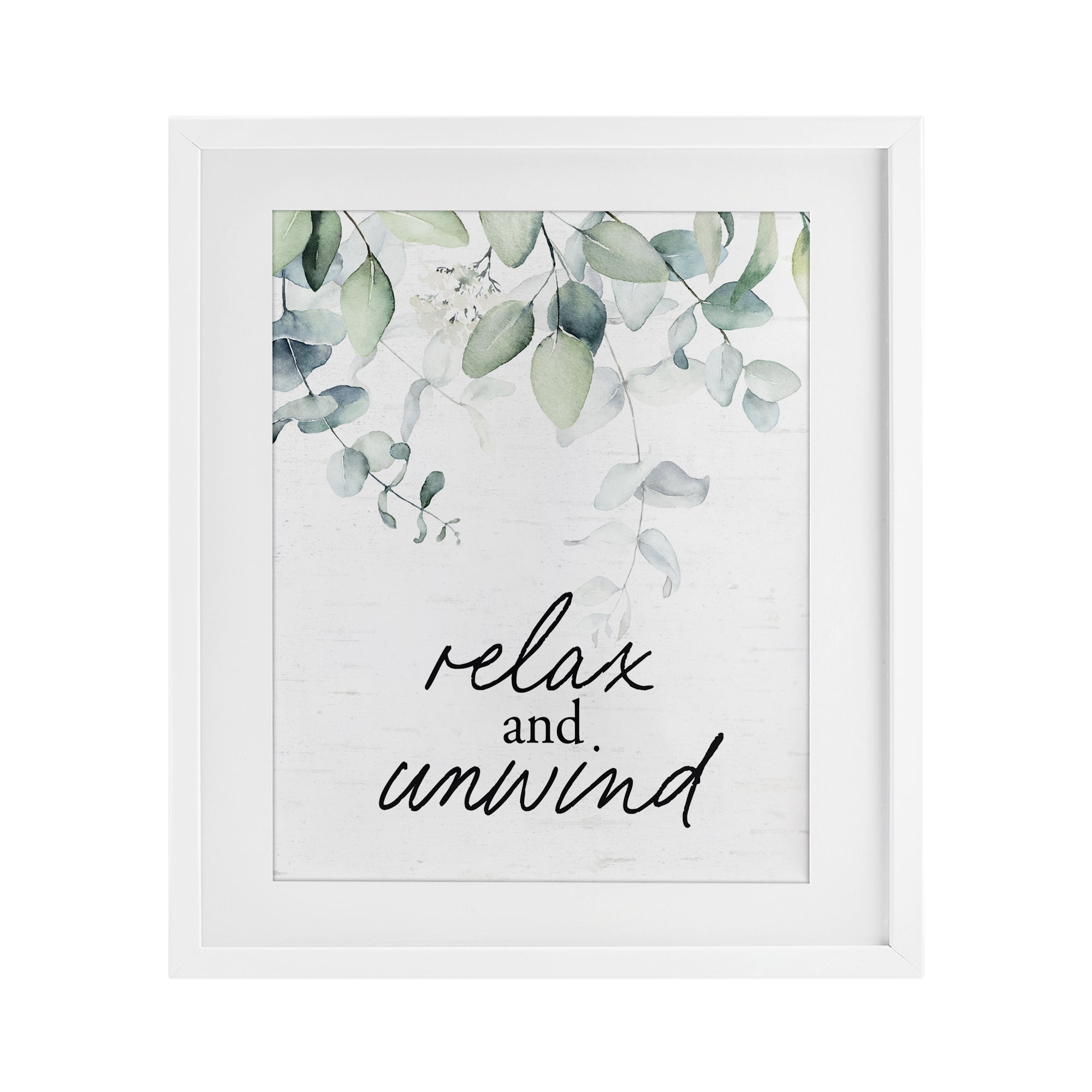 Relax And Unwind Herb Leaves White Framed Print Under Glass, design by Lettered and Lined