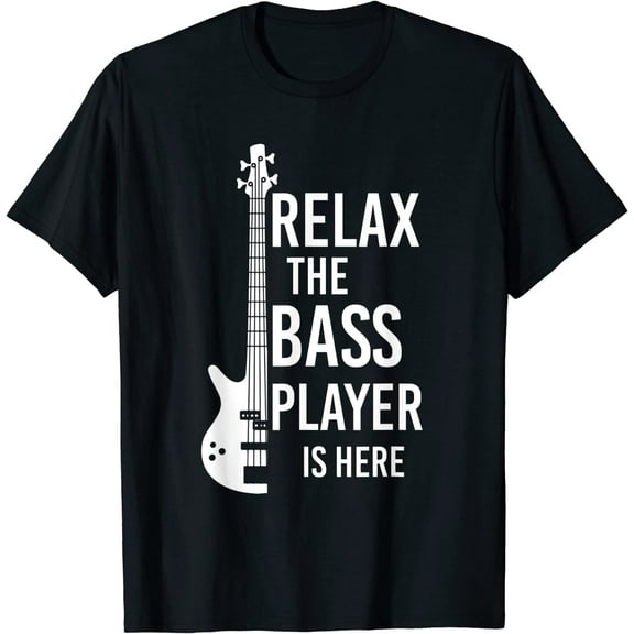 Relax Bass Player Shirt Bass Guitar Graphic Funny Men Shirts Short Sleeve Tops Casual Summer Tee Black Large
