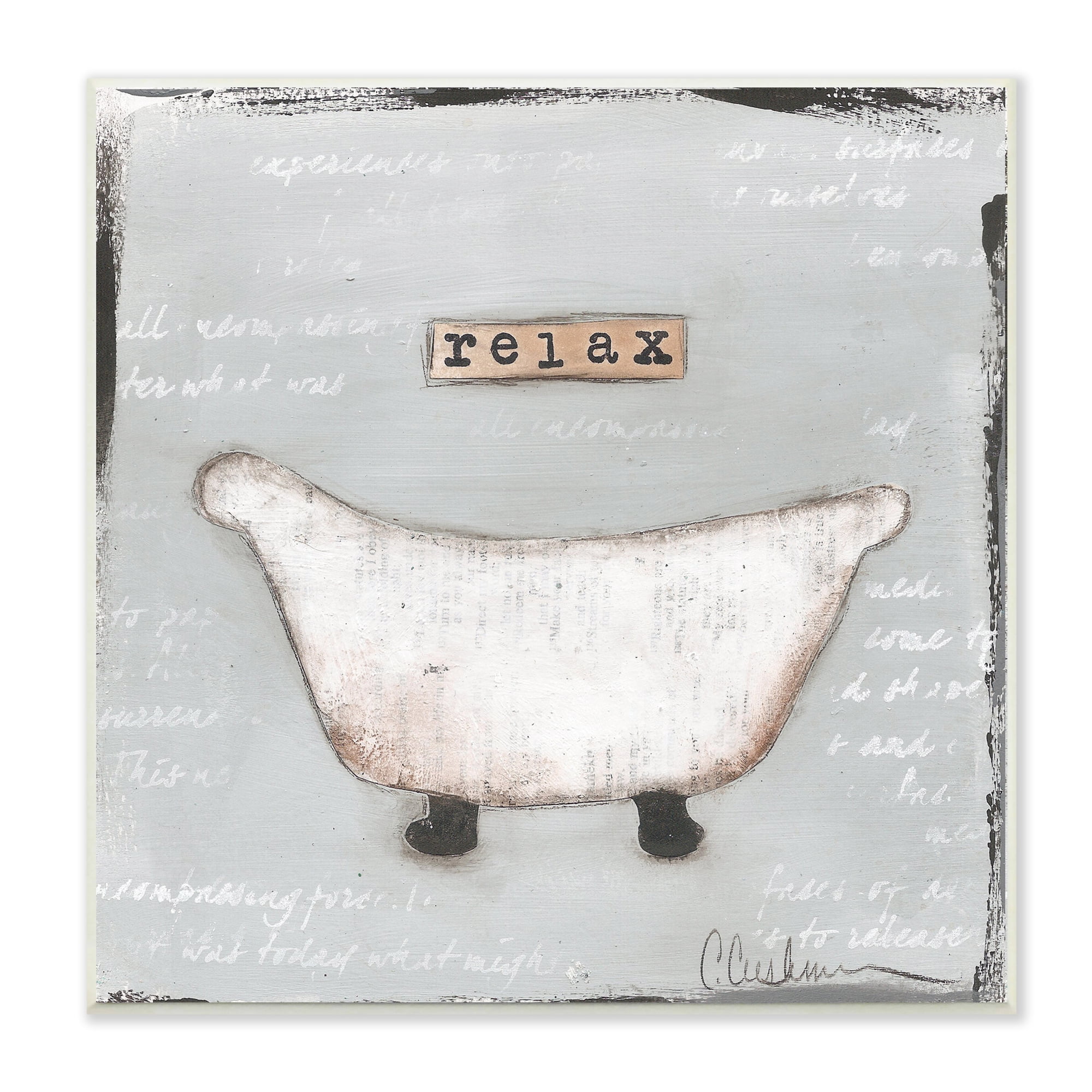 Relax Bathtub Pastels Bath Wall Plaque Art