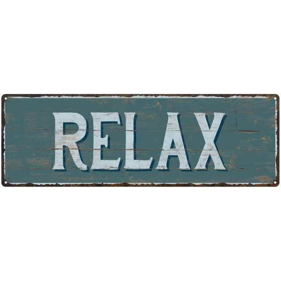 Relax Beach Style Wood Look Sign Gift Green 6x18 Metal Decor 106180086062