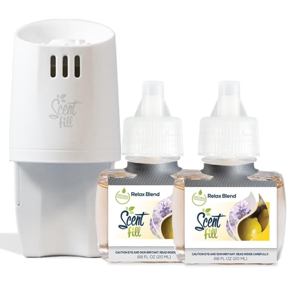 Relax Blend Plug in Air Freshener, Scented Oil Refills, 2 Refills + Diffuser