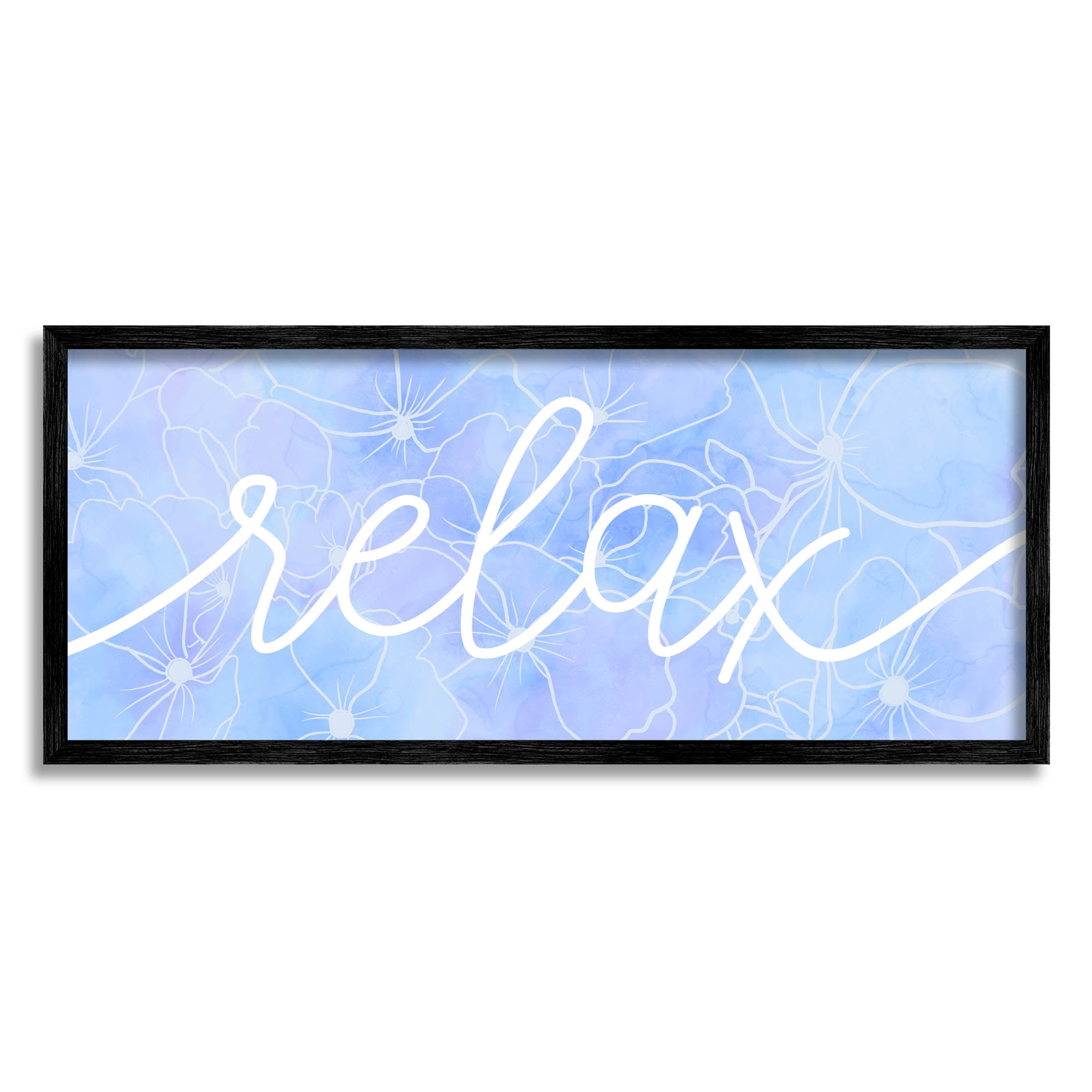 Relax Blue Flower Blossoms Botanical & Floral Graphic Art Black Framed Art Print Wall Art