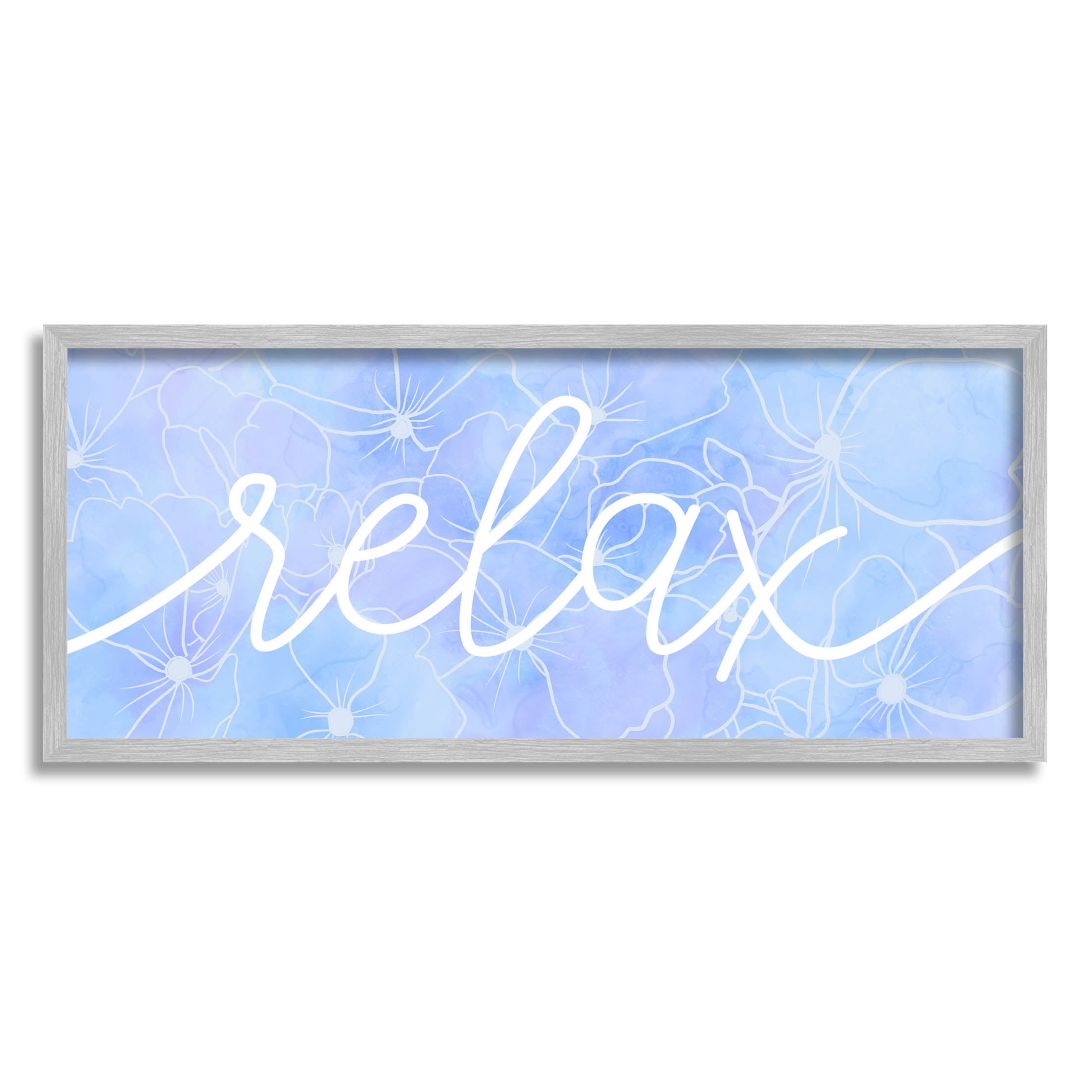 Relax Blue Flower Blossoms Botanical & Floral Graphic Art Gray Framed Art Print Wall Art