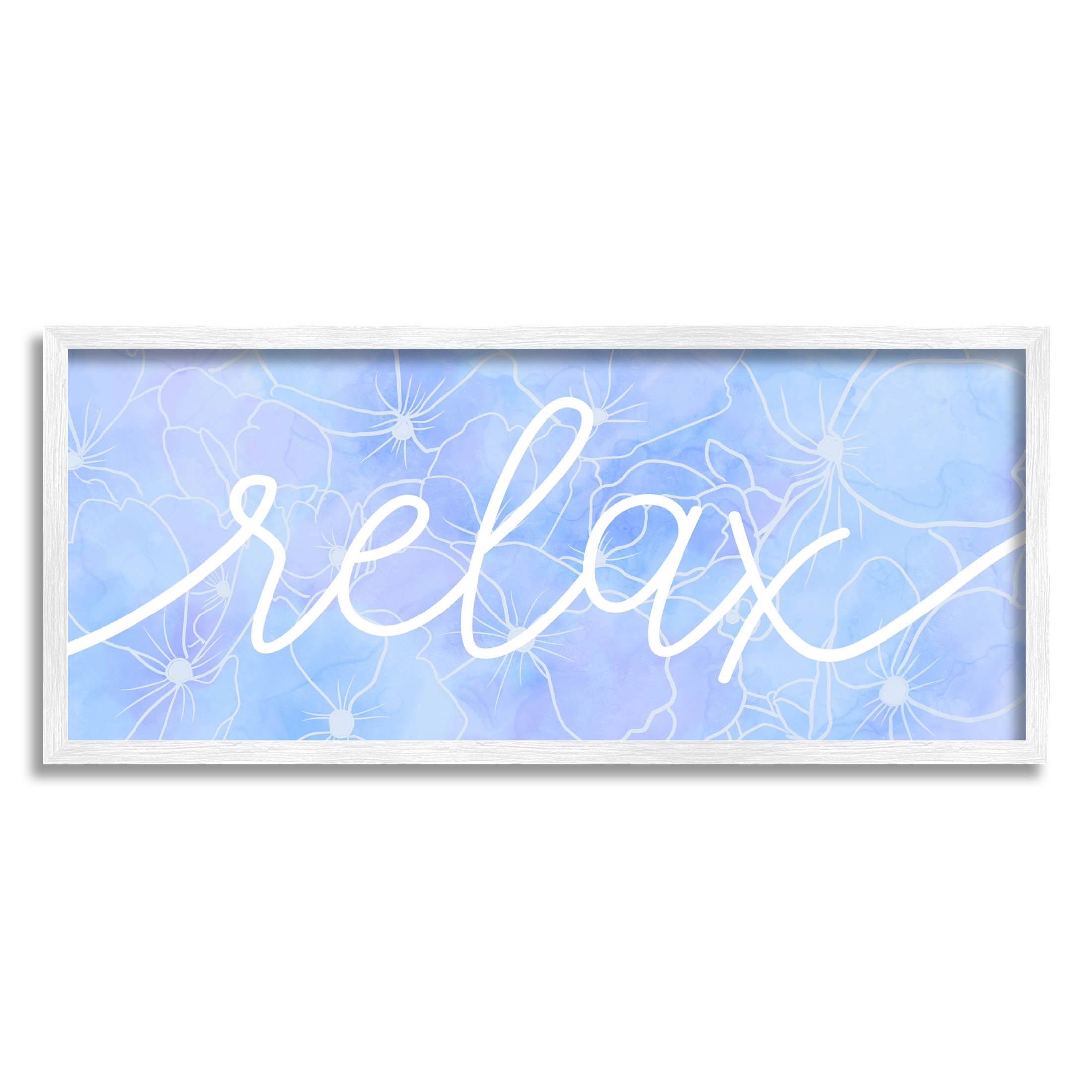 Relax Blue Flower Blossoms Botanical & Floral Graphic Art White Framed Art Print Wall Art