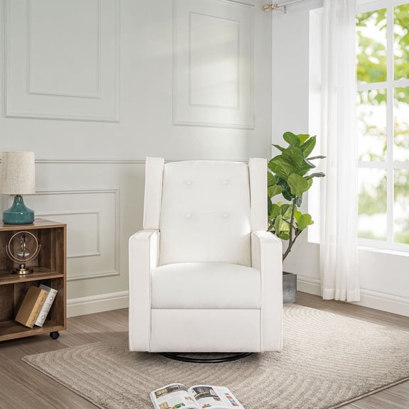 Relax and Bond with Your Baby in Style – Odelia 360° Swivel Glider Rocker Recliner for Nursery and Maternity | Plush Cushions, Gentle Rocking Motion, Soft Microfiber Upholstery - Bright White