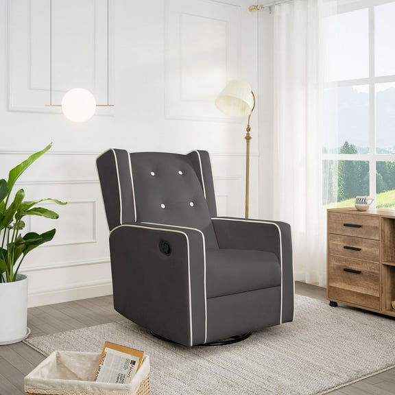 Relax and Bond with Your Baby in Style – Odelia 360° Swivel Glider Rocker Recliner for Nursery and Maternity | Plush Cushions, Gentle Rocking Motion, Soft Microfiber Upholstery - Gray
