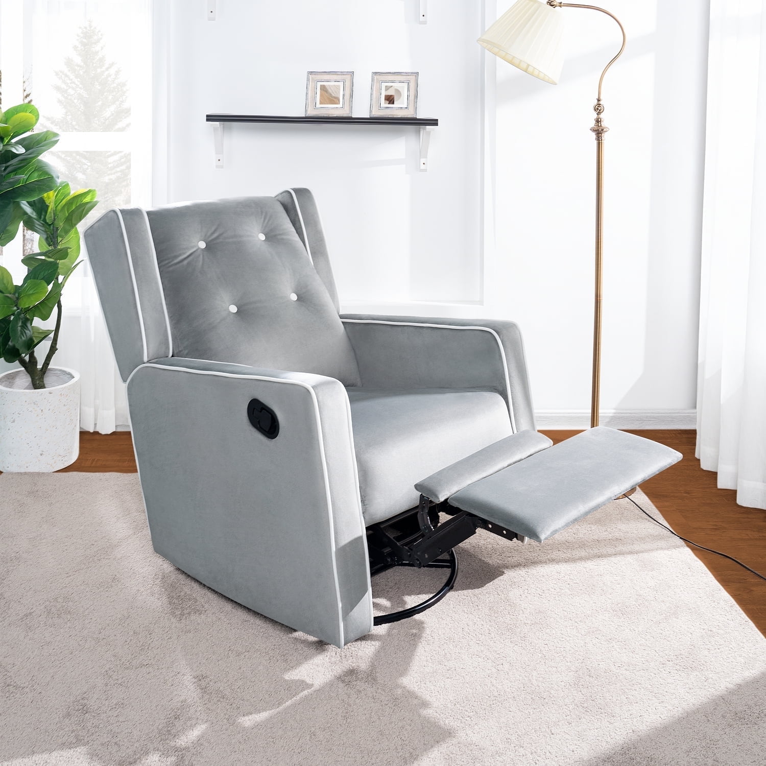 Relax and Bond with Your Baby in Style – Odelia 360° Swivel Glider Rocker Recliner for Nursery and Maternity | Plush Cushions, Gentle Rocking Motion, Soft Microfiber Upholstery - Light Gray