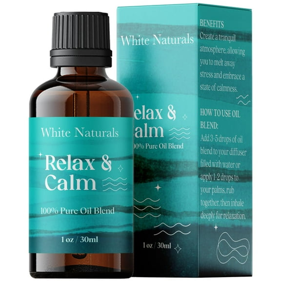 Relax & Calm Essential Oil Blend Natural Stress Relief & Calming Aromatherapy Oil, 100% Pure & Soothing Essential Oils for Anxiety, Relaxation & Sleep Support, 1oz