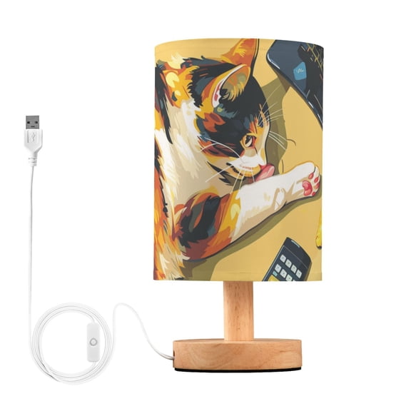 Relax Cat Table Lamp for Desk Nightstand Lamp with USB Modern Gifts for Bedroom Living Room Kids Room