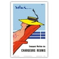thumbnail image 1 of Relax... - Chargeurs Réunis Maritime Company - Vintage Ocean Liner Travel Poster by René Gruau c.1950s - Master Art Print (Unframed) 12in x 18in, 1 of 4