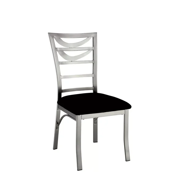 Relax Comfort Ladder Back Design 4pc Dining Chairs Black Microfiber Seat Powder Coating Metal Side Chair