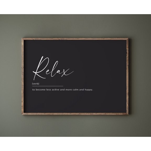 Relax Definition Dictionary Bathroom Wall Art, Unframed Paper Print Size 12x18