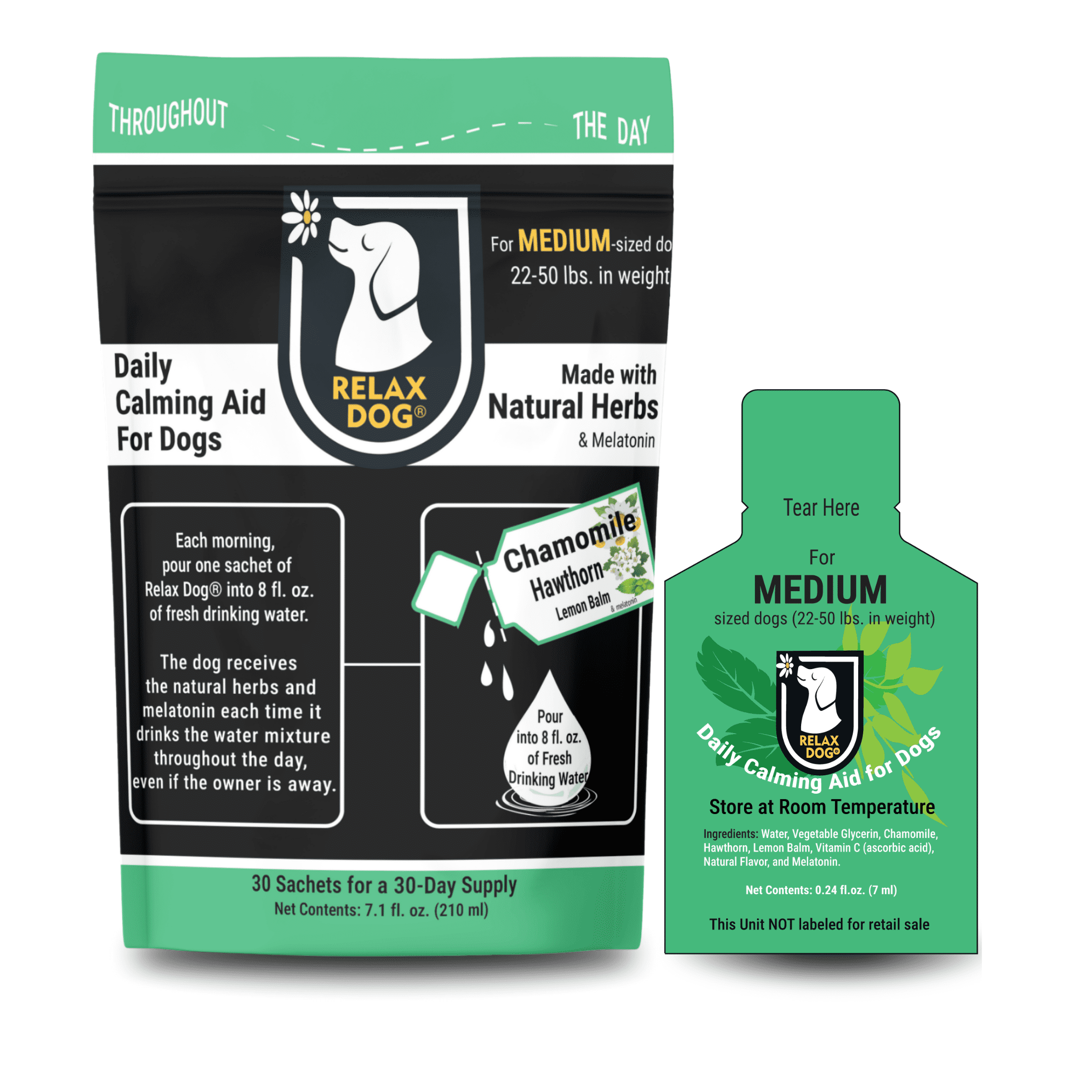 Relax Dog Daily Calming Aid for Medium Size Dogs - 30 day supply