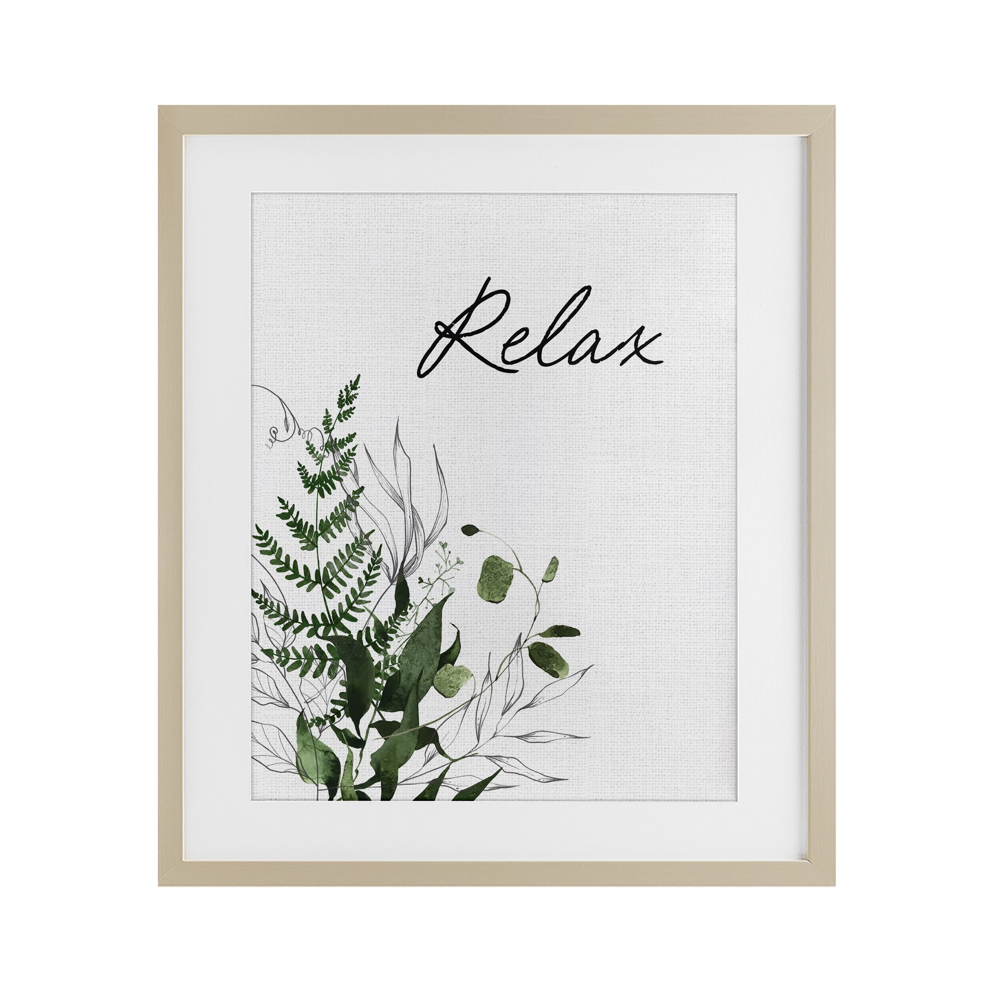 Relax Ferns & Botanicals Birch Framed Print Under Glass, design by Lettered and Lined